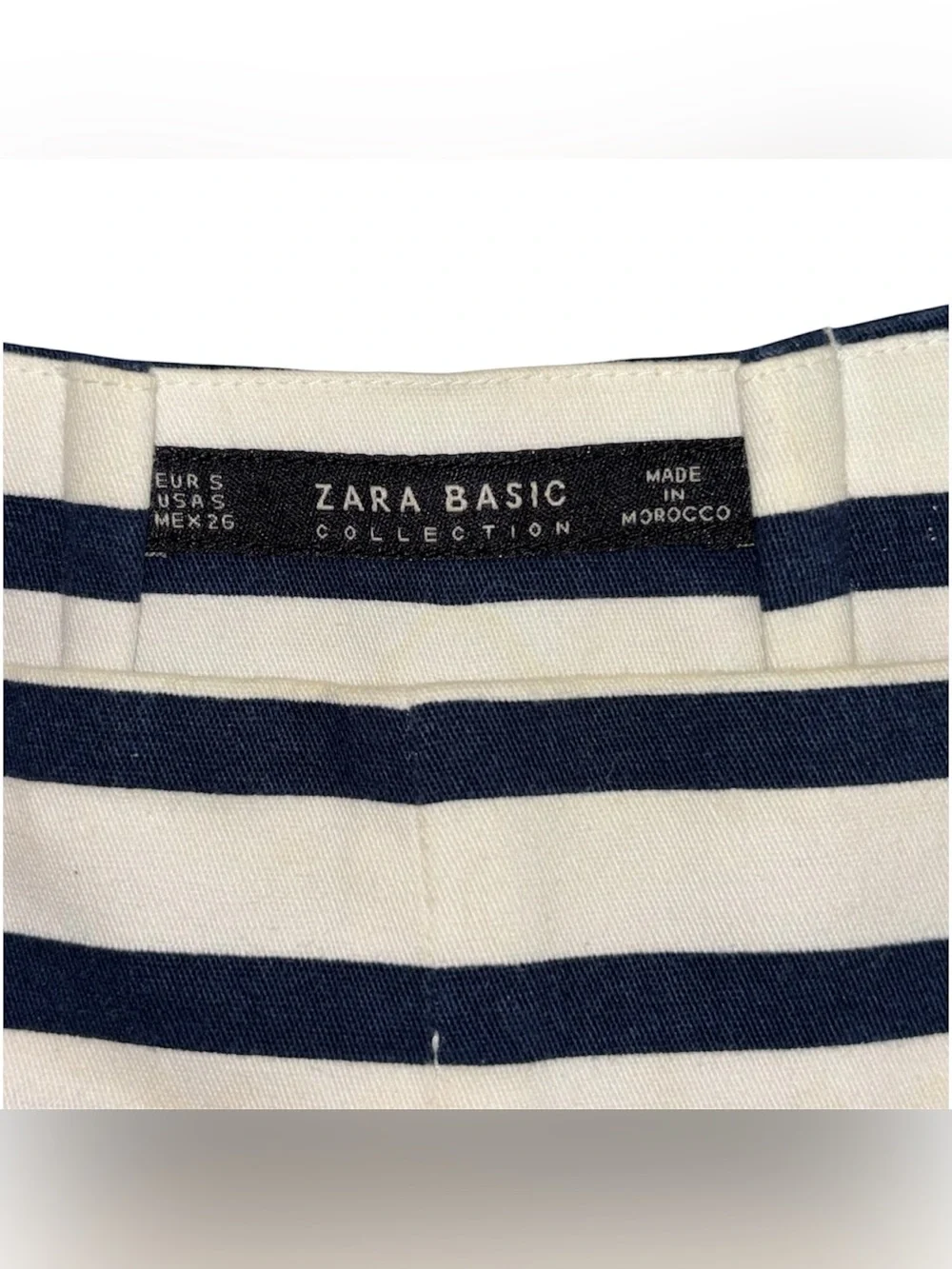 Zara Striped Navy and White Women’s Cotton Shorts